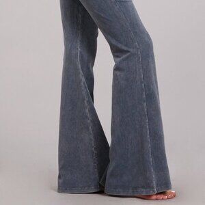 Chatoyant Mineral Wash Bell Bottoms Blue Gray Medium